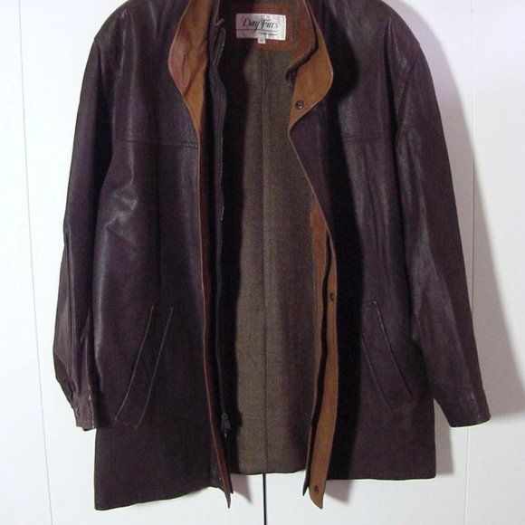 Vtg Day Furs Brown Two Tone Light Weight Leather Zip Jacket Sz XL - Picture 7 of 8